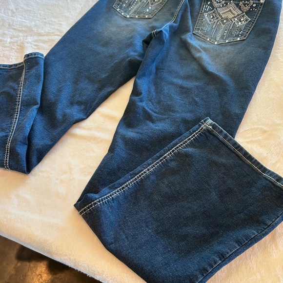 Stylish Women's Project Indigo Embellished Blue Jeans BootCut Wide Leg Size 12 - Picture 5 of 6